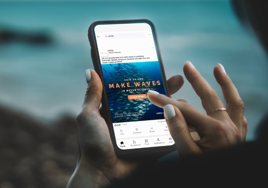 Example of our APEM 'make waves' work on a mobile phone