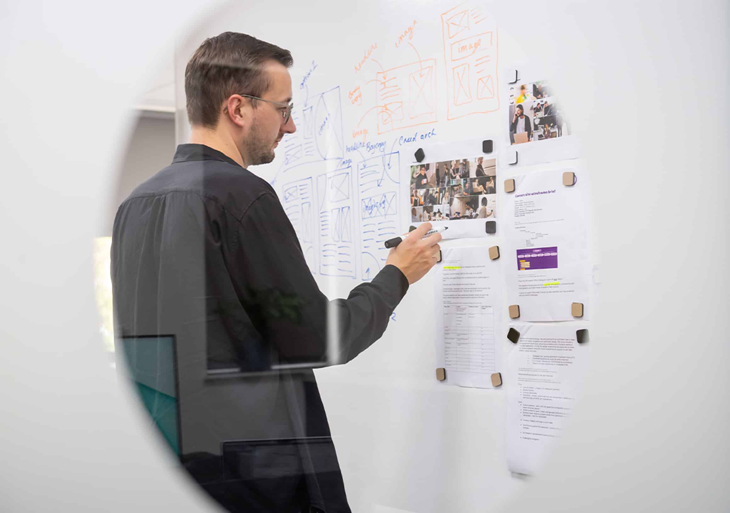 Person writing on a whiteboard